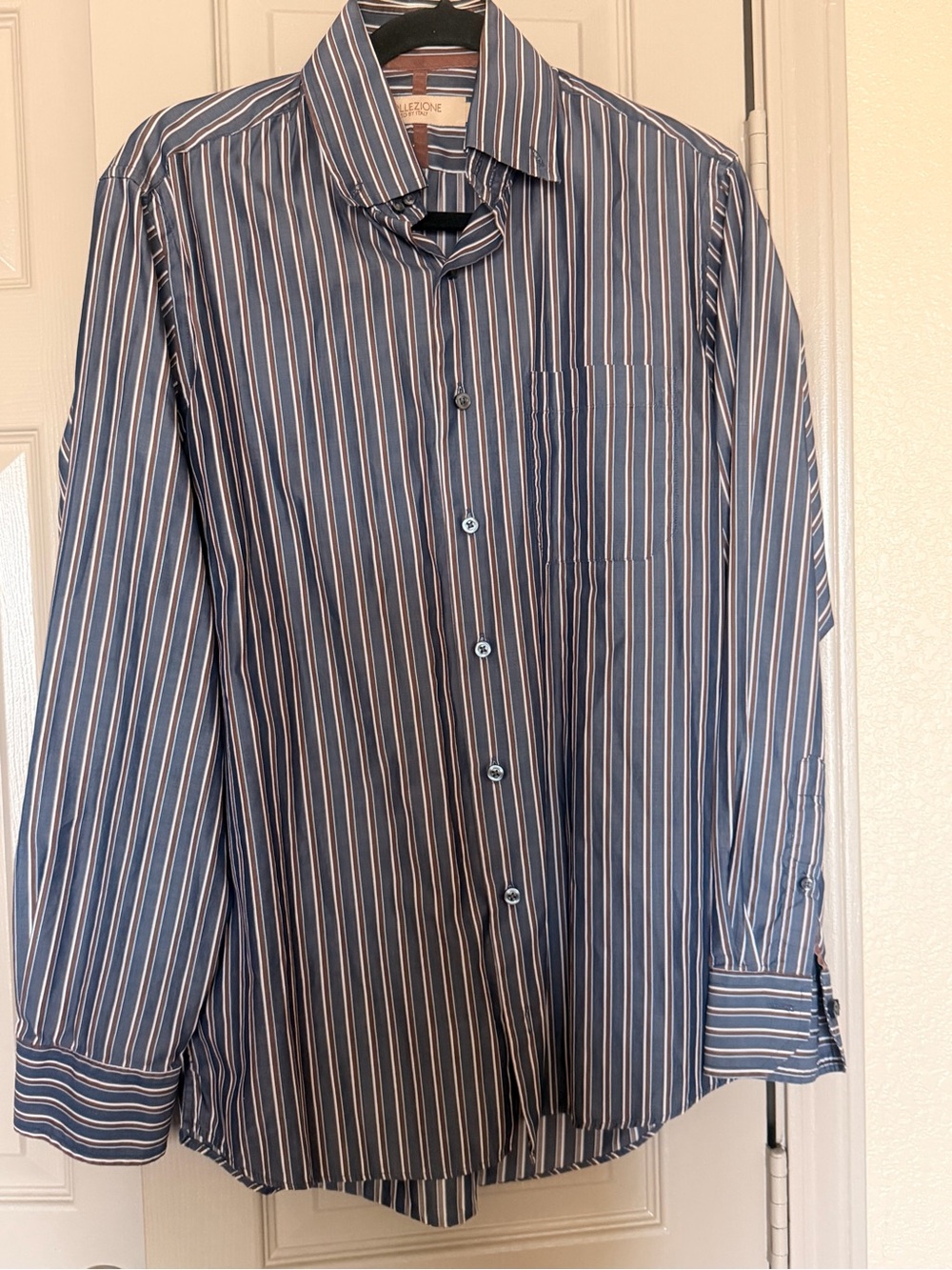 Collezione Regular Fit M15 1/2-16 Blue Brown White Stripped Shirt 39-41
